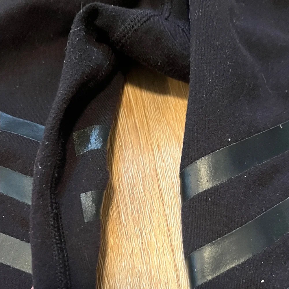 Alo Medium Black Leggings with Striped Design Gently Used